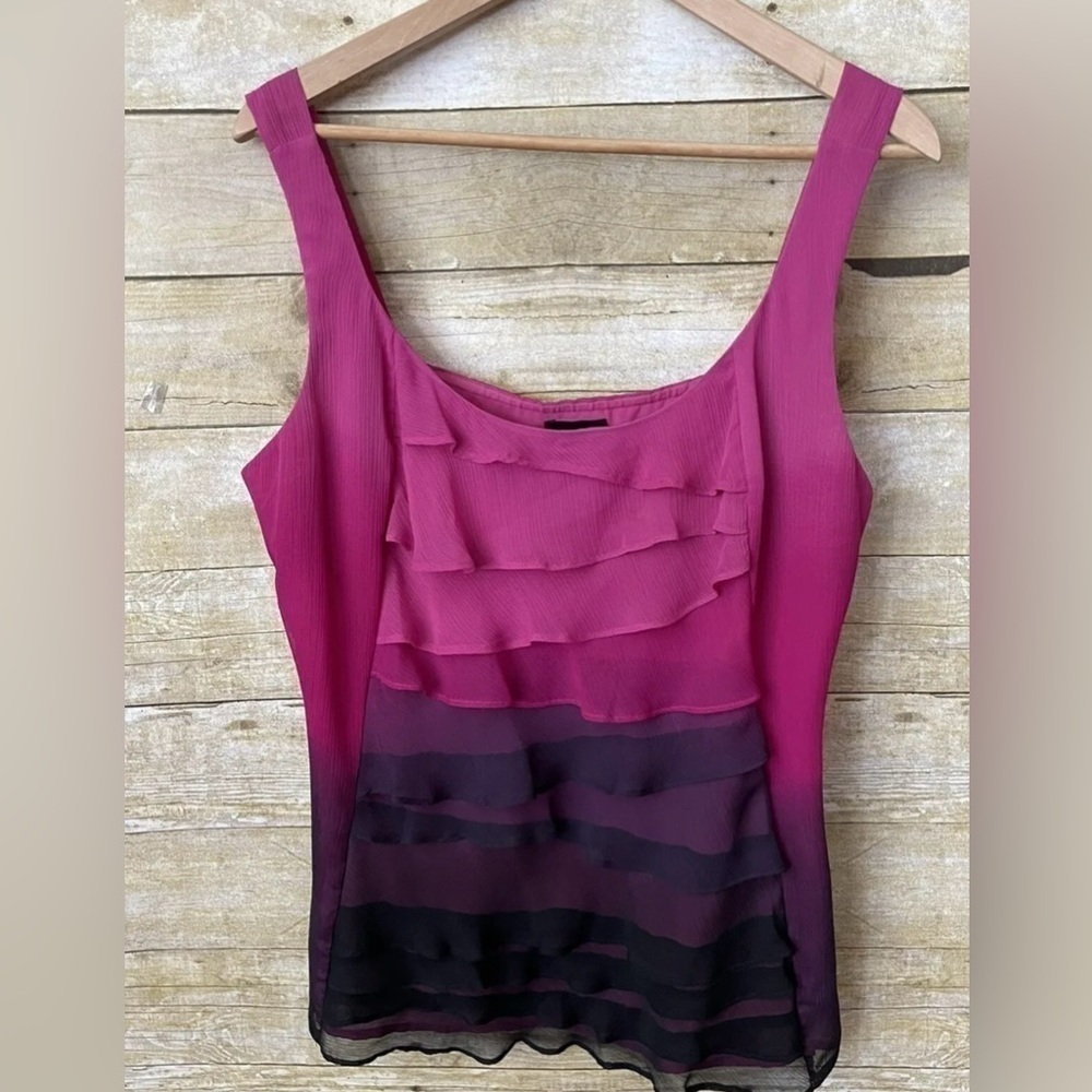 Mix It Womens Tank Top Pink Black Sheer Size: XL